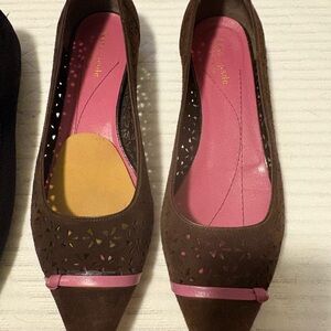 Kate Spade Brown Flats with Pink Accents